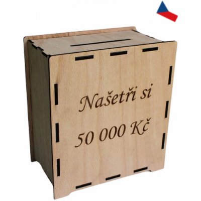 JH WoodArt Dřevěná pokladnička Spořicí výzva 50 000 Kč – Zboží Dáma