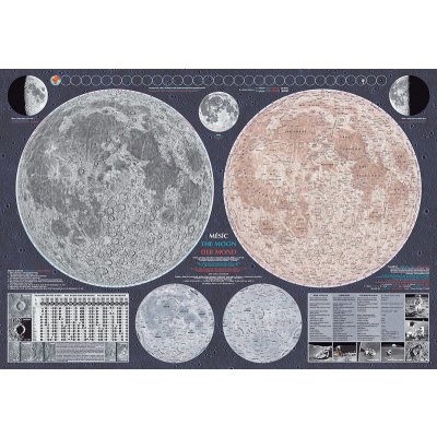 Měsíc - nástěnná mapa 113 x 83 cm, lamino + lišty – Zboží Dáma
