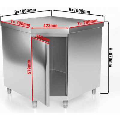G.Gastro Nerezová pracovní skříňka PREMIUM - 1000x1000 mm - se 1 křídlovými dveřmi - 15857 – Zboží Dáma