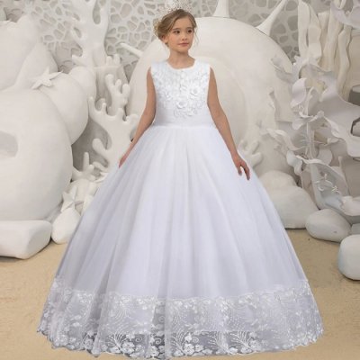 Dívčí společenské šaty s krajkou Sandra bílá – Sleviste.cz