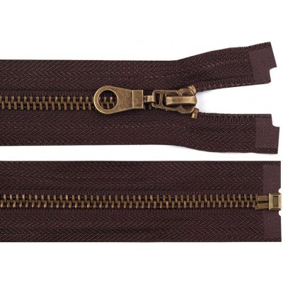 Staromosazný zip šíře 6 mm délka 70 cm bundový, malé, 304 hnědá čokoládová – Zboží Mobilmania