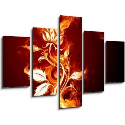 Obraz 5D pětidílný - 150 x 100 cm - Fire rose Oheň vzrostl – Zboží Mobilmania