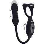 LEVELZ Vibrating and Thrusting Silicone Tri O Cockring with Prostate Stimulator Black vibrační stimulátor prostaty s kroužkem – Sleviste.cz