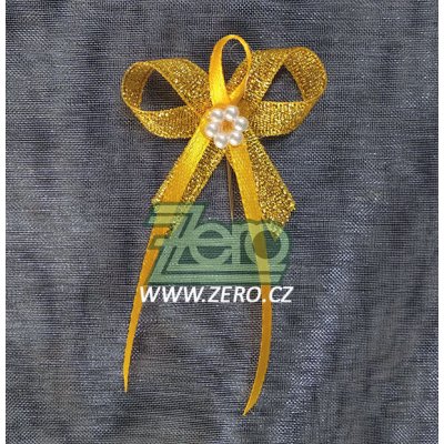 Vonička (vývazek) svatební - zlato-žlutá s perlovým květem – Zboží Dáma
