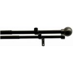 Dvojitá záclonová souprava roztaž. Koule 16/19 mm černý nikl, 120 - 230 cm – Hledejceny.cz