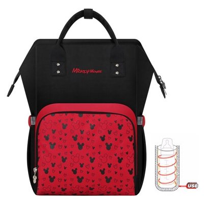 Mickey a Minnie Disney přebalovací batoh Motiv: černo-červený s Mickey hlavičkami - černé