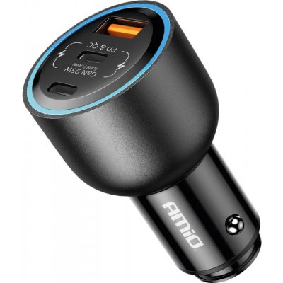 Nabíječka do auta 2x USB C port + USB A port 12/24V 95W AMIO-04372 – Zbozi.Blesk.cz