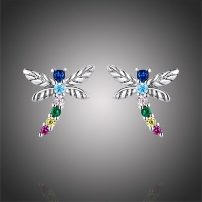 Grace Silver Jewellery stříbrné se zirkony Jolanda vážka E-BSE515 barevná/více barev – Zbozi.Blesk.cz