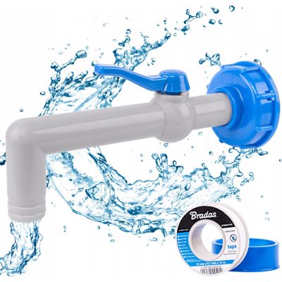 Bradas Sada pro kontejner na vodu IBC, kohoutek 90° s připojením IBCS60x6 pro hadice 1" a PTFE páskou BR-IBCS60-GTM903419 – HobbyKompas.cz
