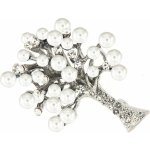Biju brož strom života s broušenými kamínky a bílými perličkami 9001695-3 – Zboží Mobilmania