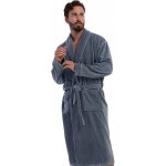 Pánský froté župan s límcem a černobílým pruhem 1ZF3097 šedá – Zboží Dáma