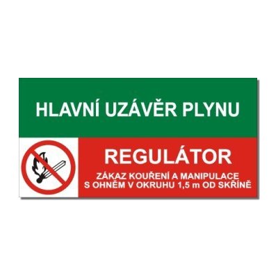 Hlavní uzávěr plynu - regulátor - Bezpečnostní tabulka 00423 varianta plast – Zboží Mobilmania