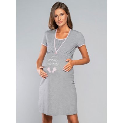 Italian Fashion Carlina dámská těhotenská noční košile šedá – Zboží Dáma