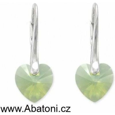 Swarovski Elements Heart krystal stříbrné náušnice visací zelené srdce srdíčka 31137.3 Chrysolite Opal zelená mléčná světlá mátová – Hledejceny.cz