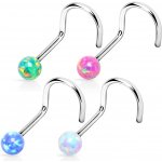 Šperky4U zahnutý piercing do nosu opál N01012-P – Zboží Dáma