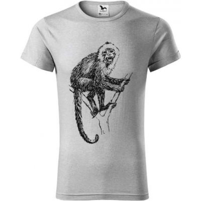 Tričko s potiskem Opice pánské Světle šedý melír