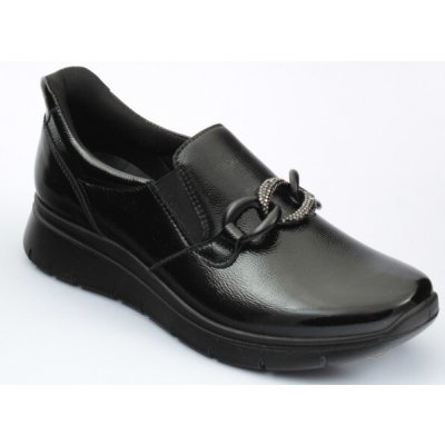 Santé IC 856530 dámská kožená vycházková obuv šíře H černá lak Černá – Sleviste.cz