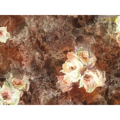 hnědá hedvábná šatovka 2133 s květy – Zboží Mobilmania