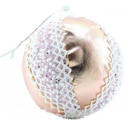 DECOLED Plastová koule prům. 8 cm růžová s krajkovým vzorem – Hledejceny.cz