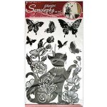 Samolepící dekorace na zeď (60 x 32cm) Room Decor černé kotě s glitry a kamínky 10016 – Zboží Dáma