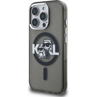 Karl Lagerfeld IML Glitter Karl and Choupette Sketch MagSafe pro Apple iPhone 15 Pro Max, černá – Zboží Mobilmania