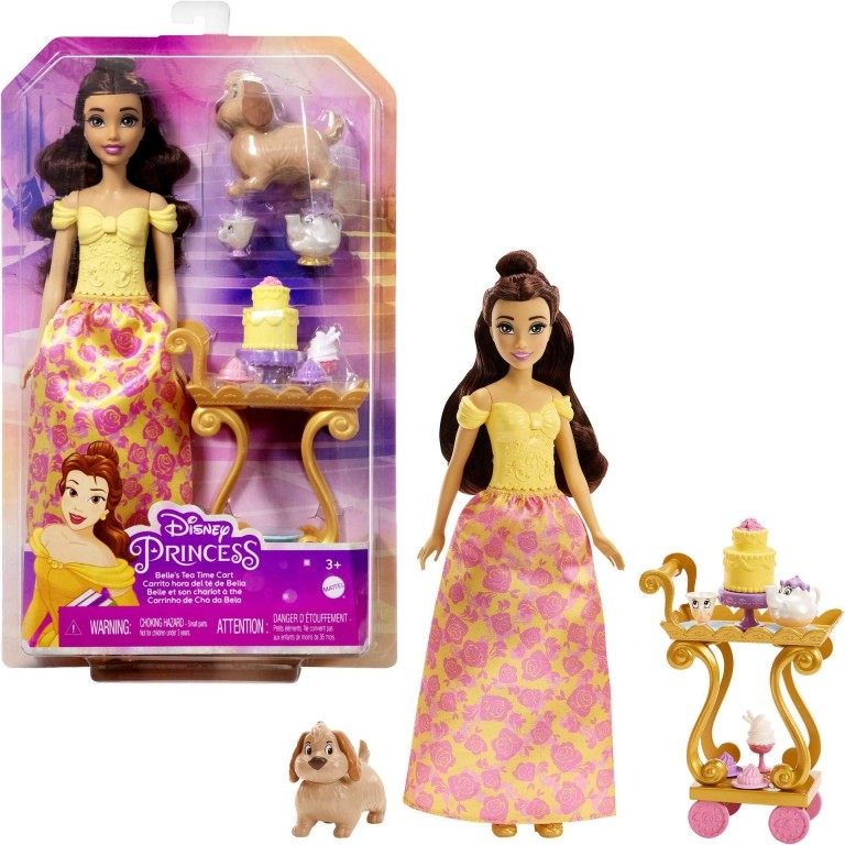 Mattel Disney Princess Kráska a zvíře Belle a čajový vozík