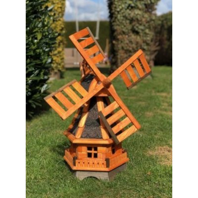 DARLUX Šestihranný zahradní větrný mlýn DARLUX vyrobený ze dřeva s vrtulí s kuličkovými ložisky černá – Zboží Dáma