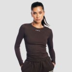 GymBeam dámské tričko s dlouhým rukávem Aura Tee Brown – Sleviste.cz