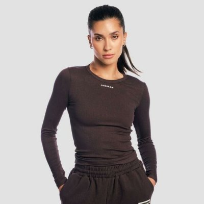 GymBeam dámské tričko s dlouhým rukávem Aura Tee Brown – Sleviste.cz