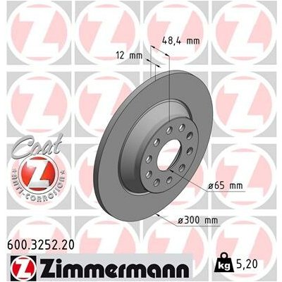 Brzdový kotouč ZIMMERMANN 600.3252.20 (600325220) | Zboží Auto
