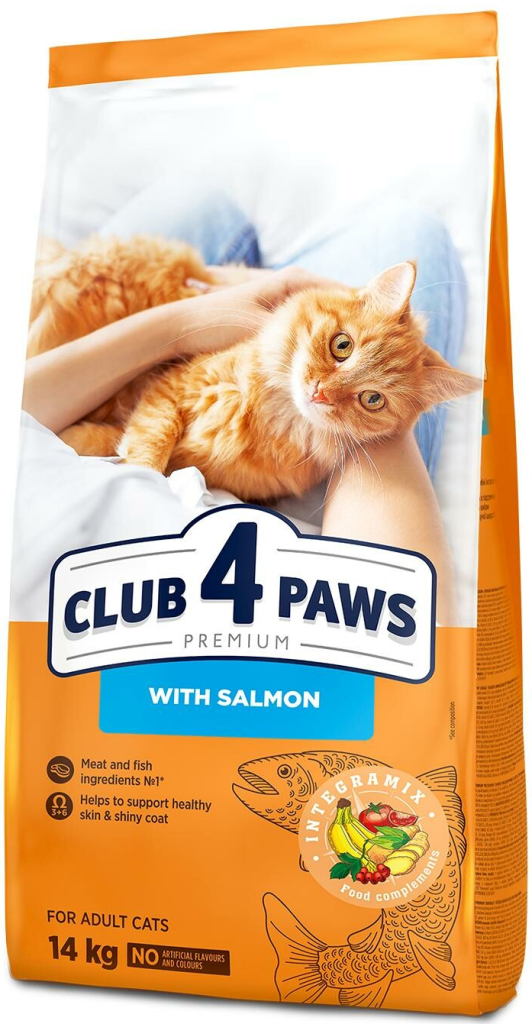 Club4Paws Premium With Salmon. For adult cats 14 kg