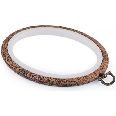 Vyšívací ovál rámeček k zavěšení 11x13,5 cm hnědá – Zboží Mobilmania
