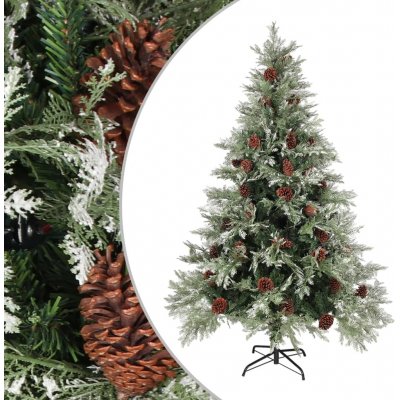 zahrada-XL Vánoční stromek se šiškami zelenobílý 150 cm PVC a PE