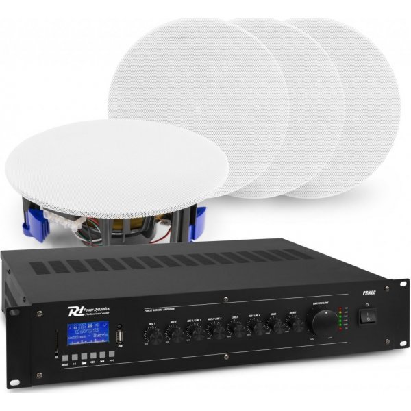 hi-fi systém Power Dynamics zvukový systém se 4x vestavěným reproduktorem NCSP5, zesilovačem PRM60 s BT