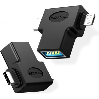 Vention OTG Adapter Black micro USB + USB-C to USB for Android CDIB0 – Zboží Živě