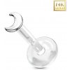 Piercing Šperky eshop piercing z bílého zlata do ucha labret průhledný Bioflex půlměsíc S1GG251.11