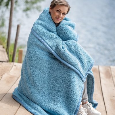 decoDoma Beránková deka Sandra modrá 140x200 – Zboží Dáma