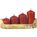 Červené glitrované adventní svíčky 4 ks Ø 5 cm, výška 6-10,5 cm – Hledejceny.cz
