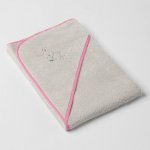 Veba LOTA osuška s kapucí olověná s výšivkou Králíček ušáček růžová lemovka 75x75 cm – Hledejceny.cz