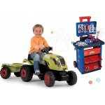 Smoby set traktor Claas Farmer XL na šlapání s přívěsem a pracovní stůl na kolečkách Auta 3 s autíčkem – Hledejceny.cz