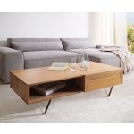 Delife Kayu 115x60 cm akácie přírodní 2 zásuvky podnož ve tvaru V nerezová ocel – Zboží Mobilmania