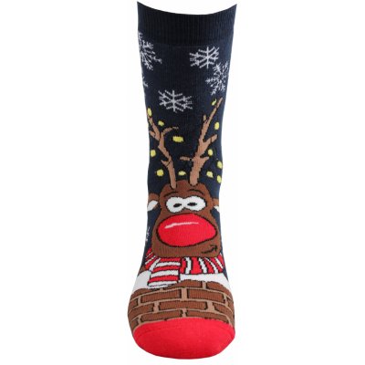 Boma RUDY vánoční froté ponožky RUDOLF tm. modrá – Zboží Dáma