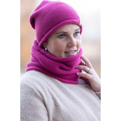 Italy fashion zimní set čepice a nákrčník PASTEL Fuchsiová – Hledejceny.cz
