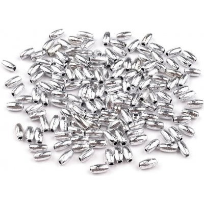 Plastové voskové korálky / perly Glance rýže 3x6 mm, stříbrná, 10 g – Hledejceny.cz