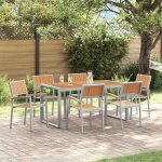 OMAXI 817328 Zahradní jídelní souprava 7 pcs Šedo-hnědá 160 x 80 x 75 cm – Hledejceny.cz
