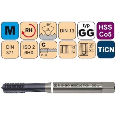 NÁSTROJE CZ Strojní závitník /CZZ1080/ pro metrický závit s přímou drážkou CZZ Závit: M8 6HX – Hledejceny.cz