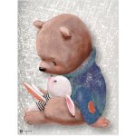 INSPIO Tabulka Obrazy na stěnu do dětského pokoje - Maco a zajíček zvířata šedá, hnědá, plnobarevný motiv – Zboží Mobilmania