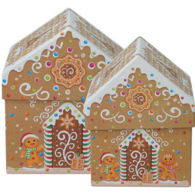 Home Styling Collection Vánoční krabičky ve tvaru domečku, sada 2 kusy béžová – Hledejceny.cz