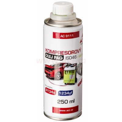 kompresorový olej PAG 46 + UV látka (R134a, 1234yf) 250 ml (vhodný i pro elektrické kompresory Sanden) AC 9111 – Zbozi.Blesk.cz