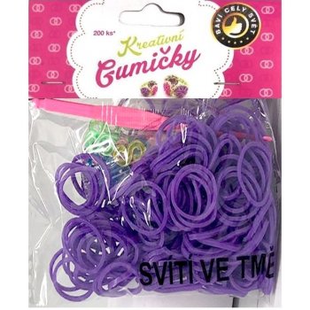 Loom Bands 200ks + háček SVÍTÍCÍ VE TMĚ fialov